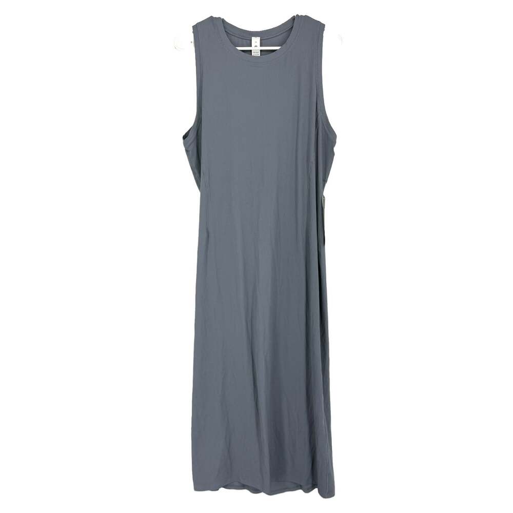 Lululemon Women 14 All Aligned Ribbed Midi Dress Solar Gray Performance Slim Fit
